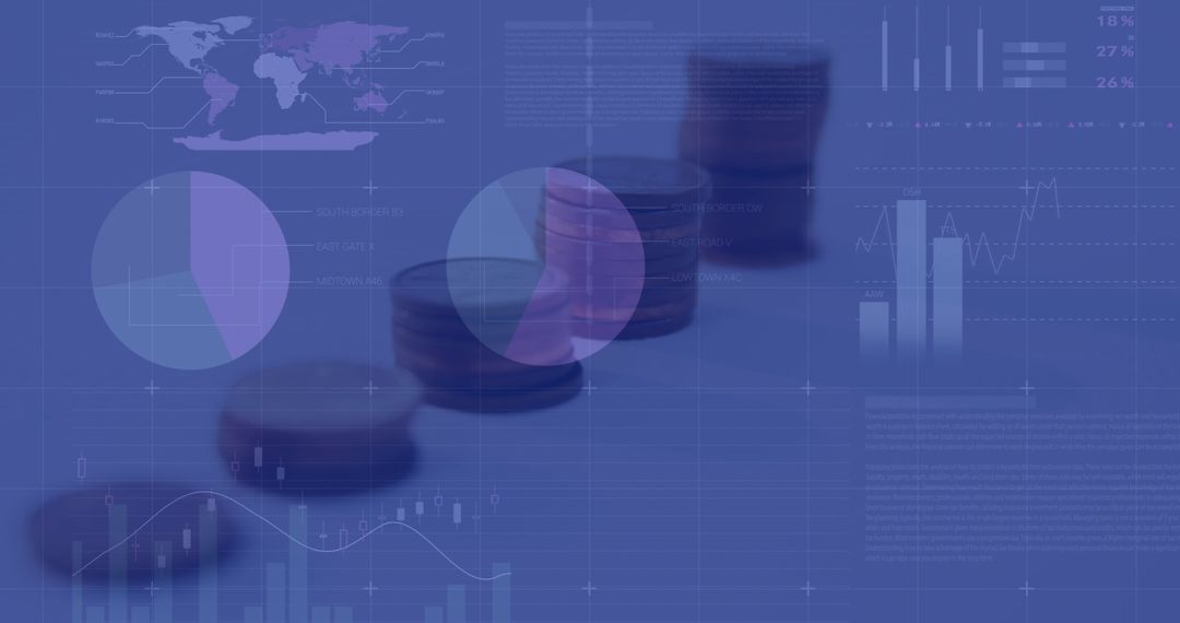 Digital Financial Data and Rising Coin Stacks Visualization