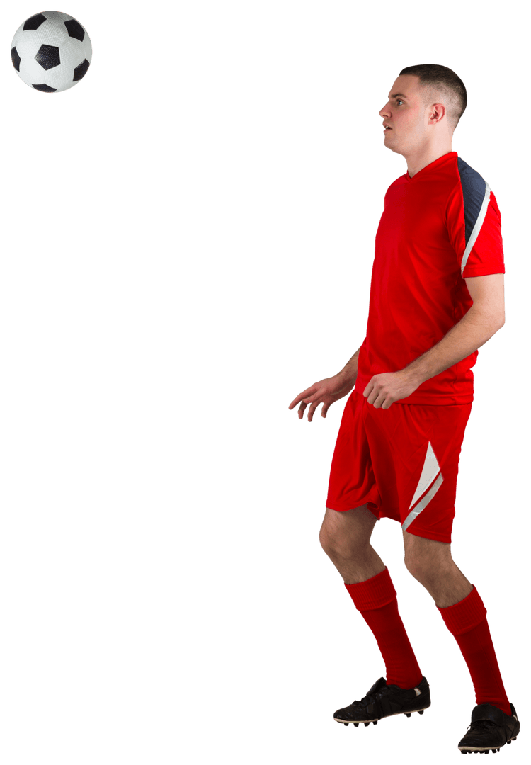 Transparent Football Player Juggling Ball in Red Uniform