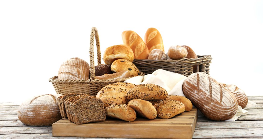 Assorted Freshly Baked Artisan Breads in Rustic Display