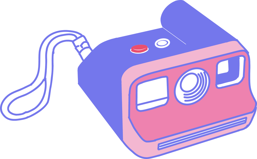 Pastel Retro Camera Illustration on Transparent Background