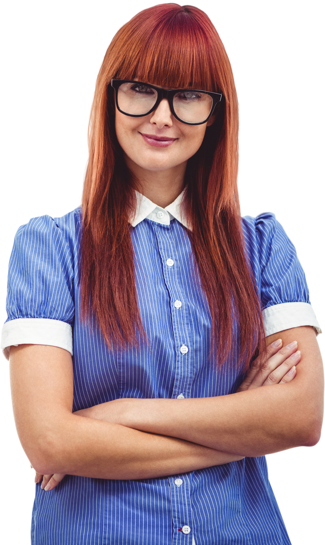 Transparent Confident Hipster Woman with Red Hair and Glasses - Download Free Stock Images Pikwizard.com