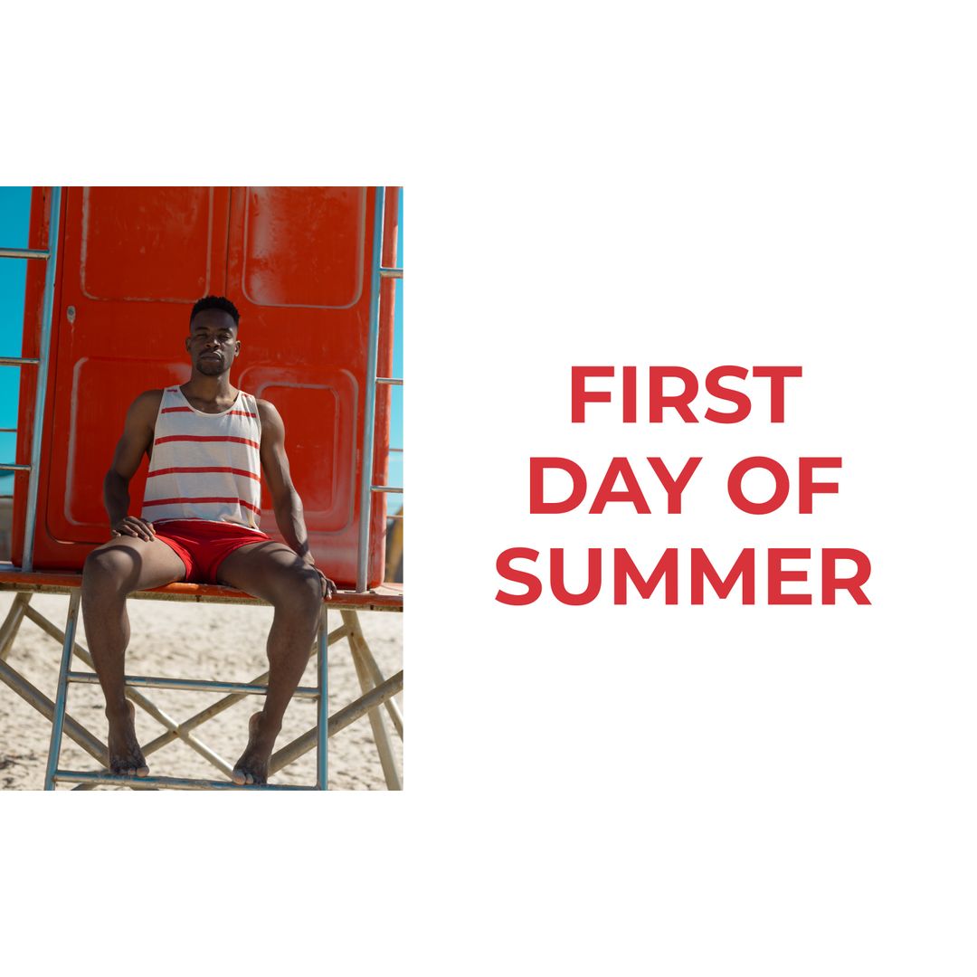 Relaxed Lifeguard Enjoying Summer Day at Beach