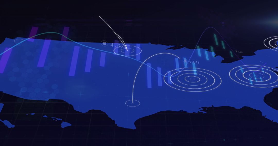 United states map with digital data and network connections