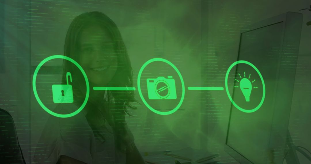 Digital Security Concepts with Woman Using Computer