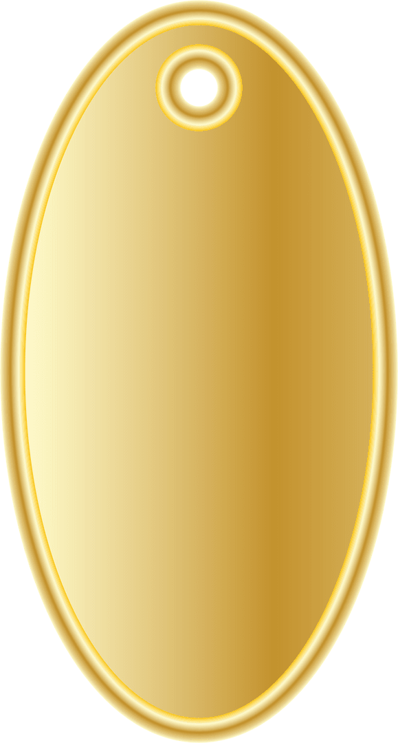 Glossy Oval Gold Tag on Transparent Background for Customization