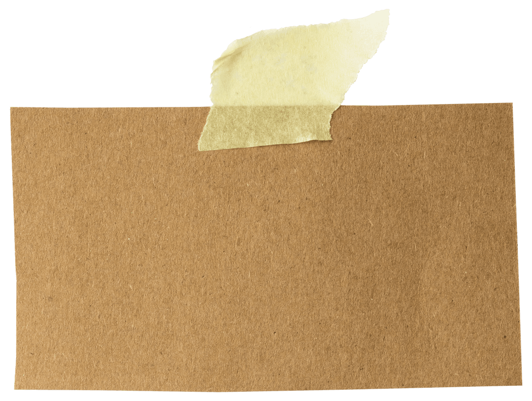 Taped Brown Paper with Copy Space on Transparent Background