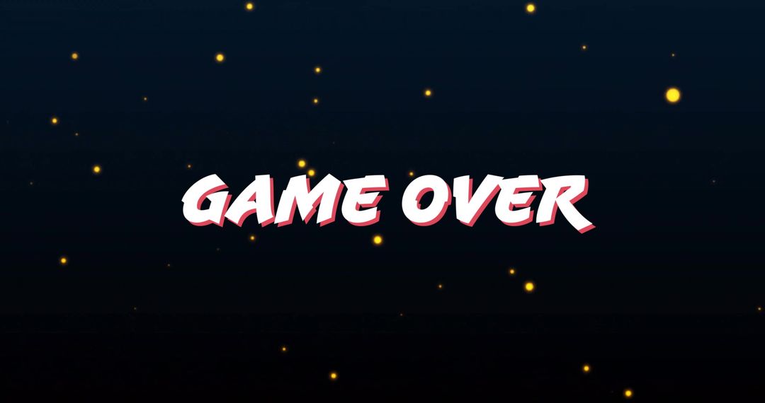 Game Over Text with Neon Particles on Dark Futuristic Background