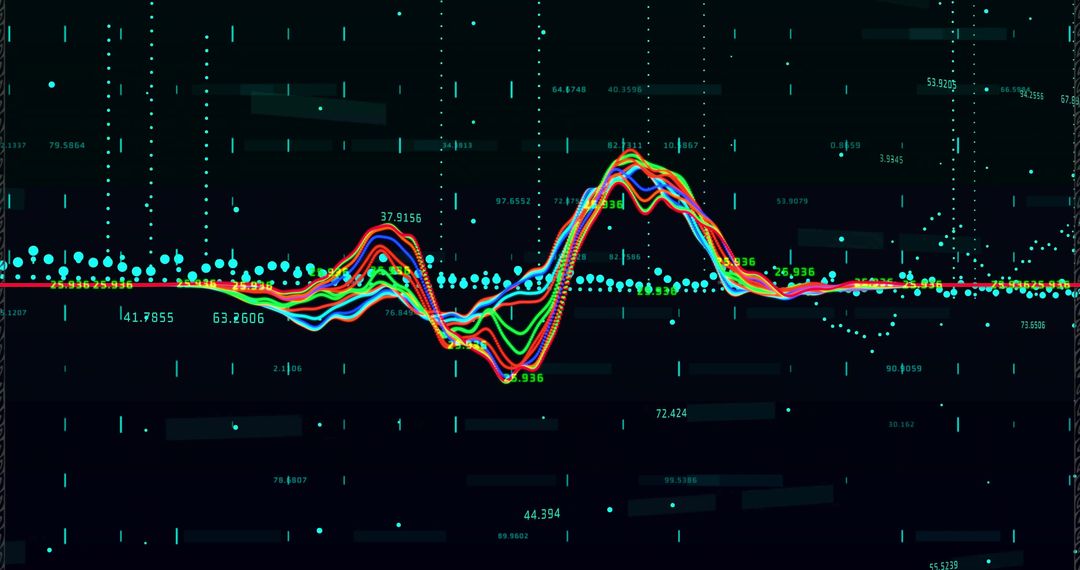 Colorful Data Waveforms on Digital Analytics Dashboard Interface