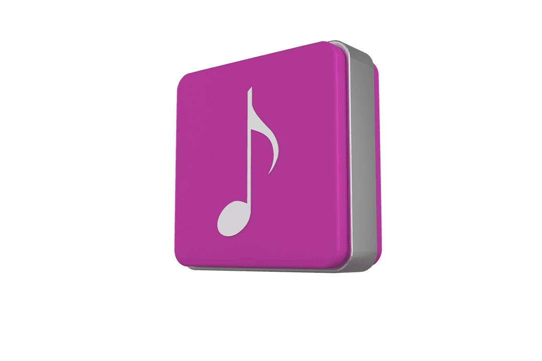 Purple Square with Music Note Icon on Transparent Background