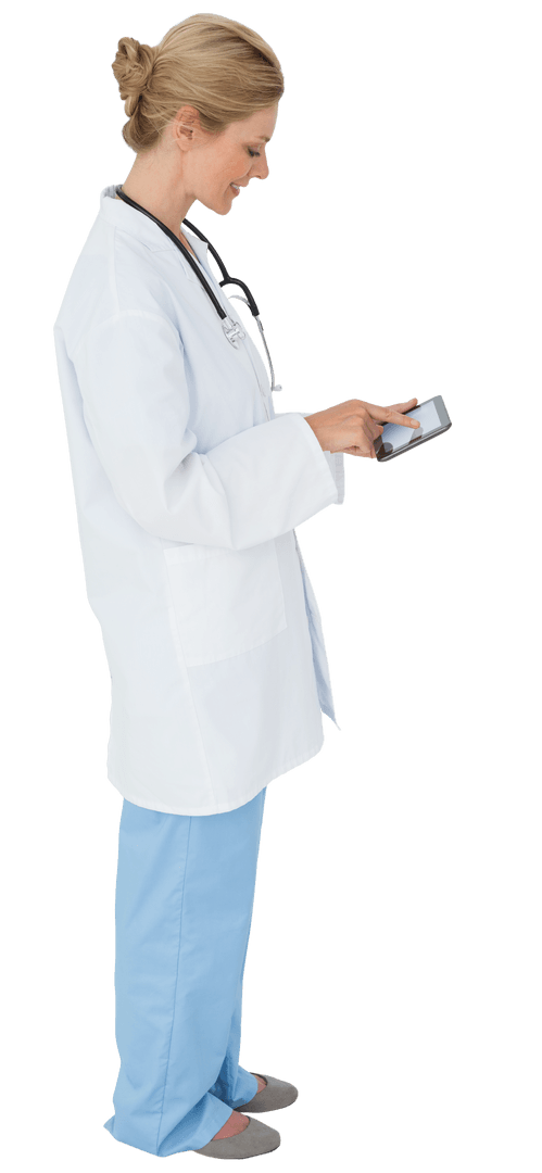 Transparent Background: Doctor Using Tablet in Hospital