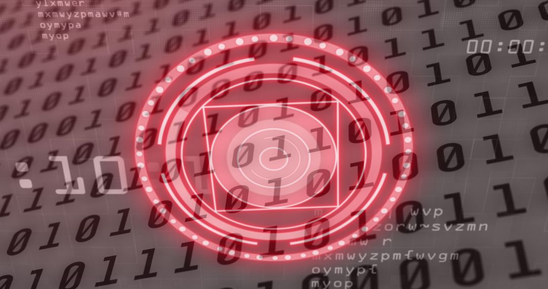 Red Digital Scope Scanning Binary Code Data Concept