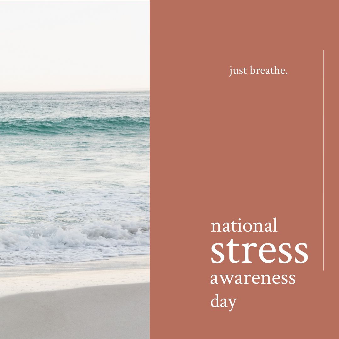 National Stress Awareness Day with Soothing Ocean Waves Background - Download Free Stock Templates Pikwizard.com