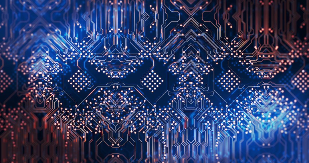 Intricate Circuit Board Pattern in Blue Hues