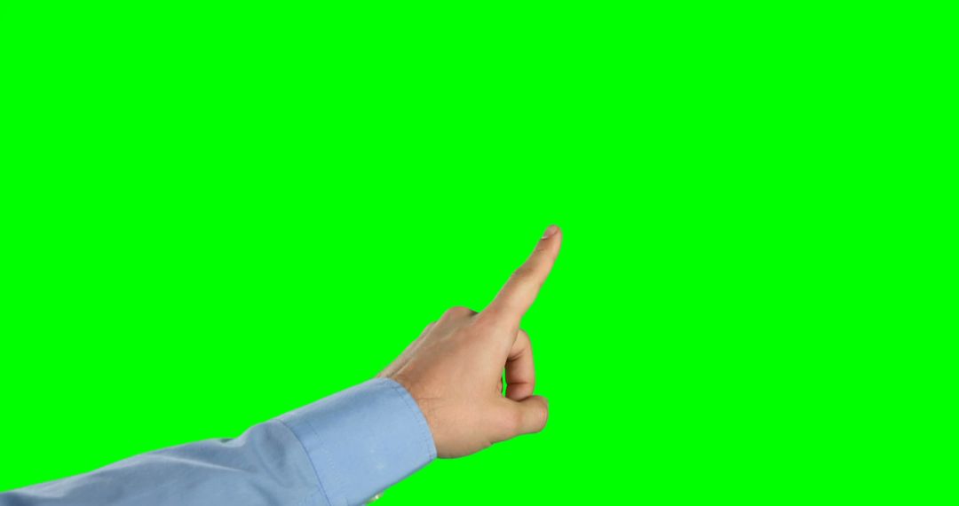 Hand Pointing Upwards with Green Screen Background for Editing