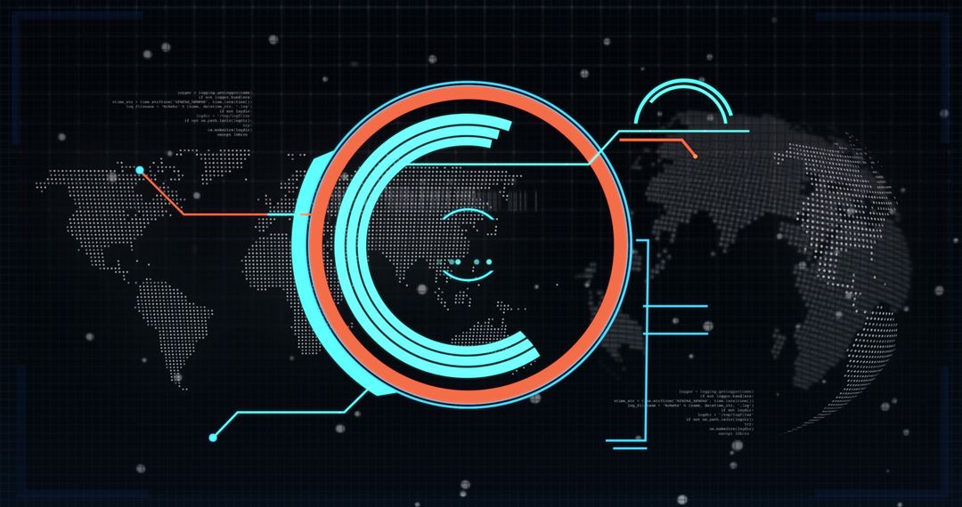 Futuristic HUD Map Interface with Digital Analytics Overlay
