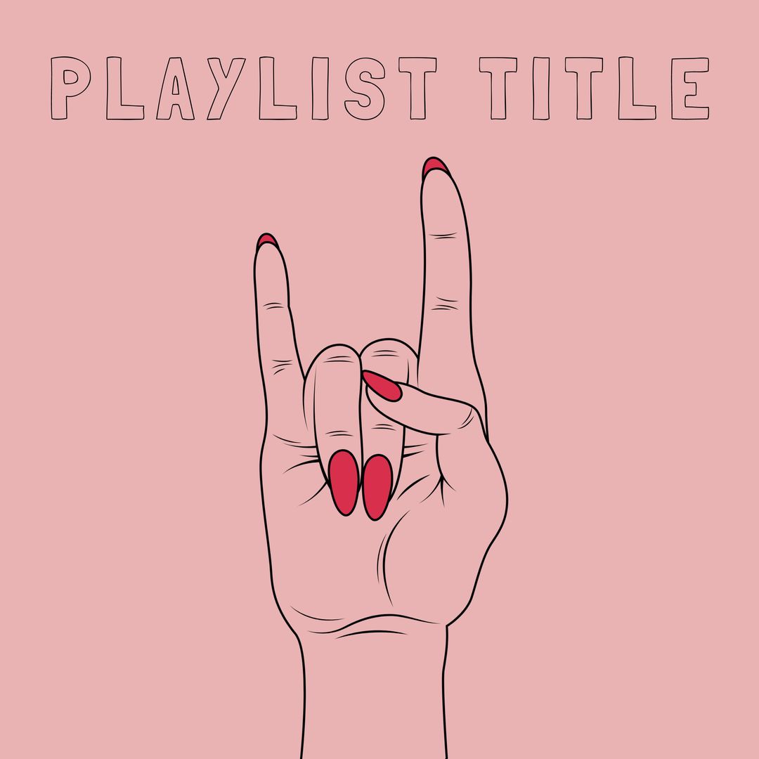 Rock and Roll Hand Gesture Music Playlist Cover Art - Download Free Stock Templates Pikwizard.com