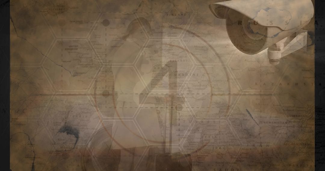 Surveillance Camera Overlooking Futuristic Map