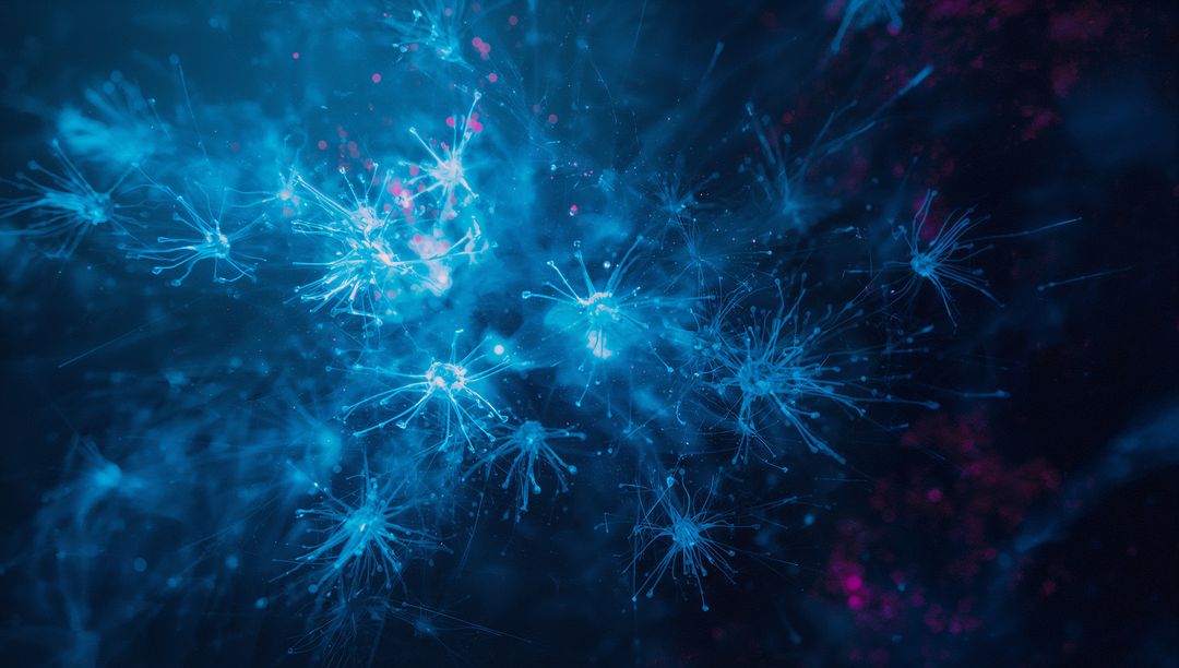 Glowing Blue Strands Forming Digital Network