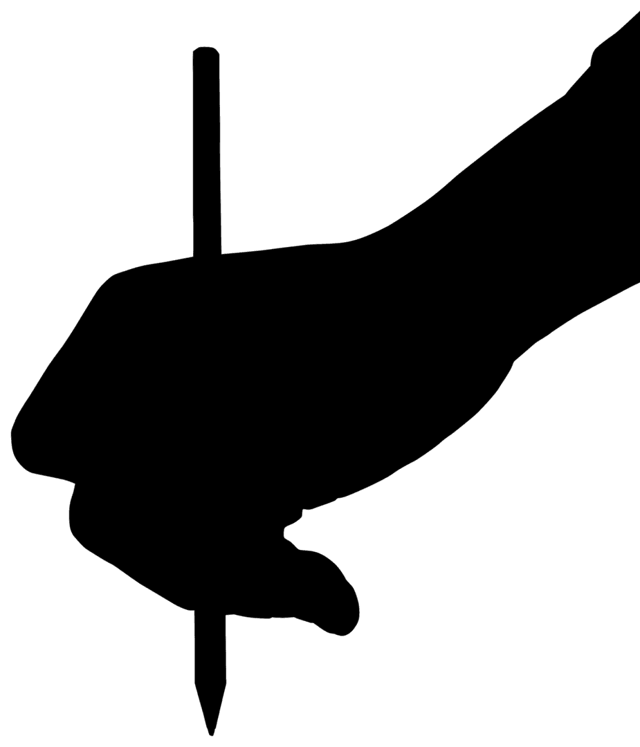 Transparent Silhouette of Hand Holding Pencil