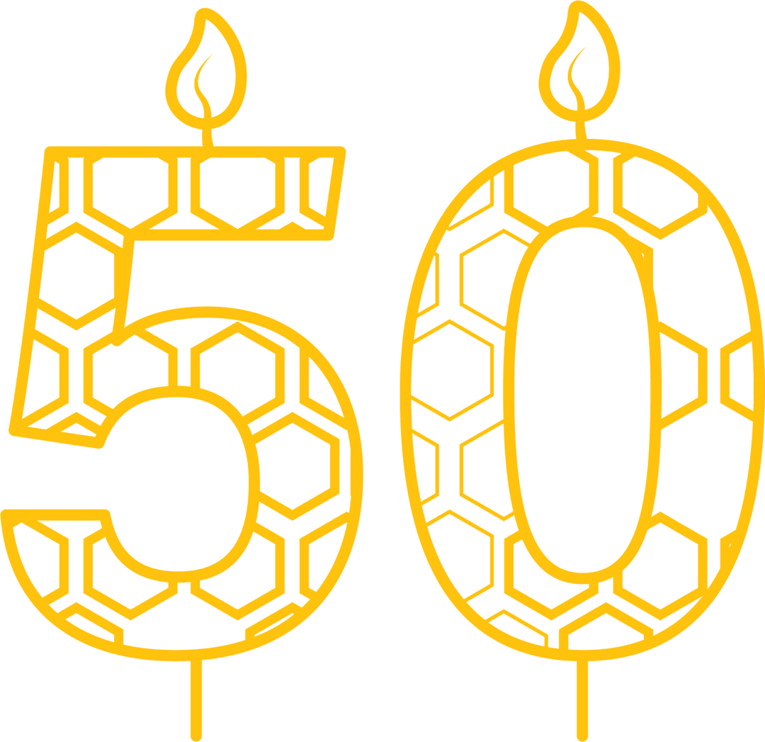Digital Illustration of 50th Birthday Candle with Pattern on Transparent Background