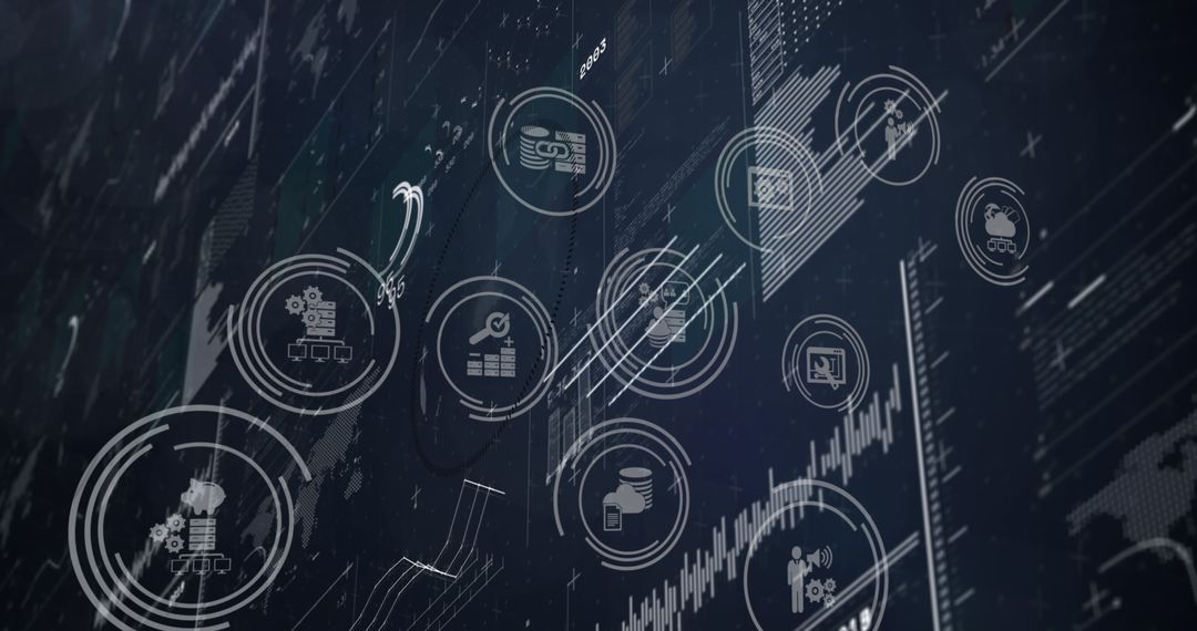 Futuristic Data Analytics Visualization with Floating Icons