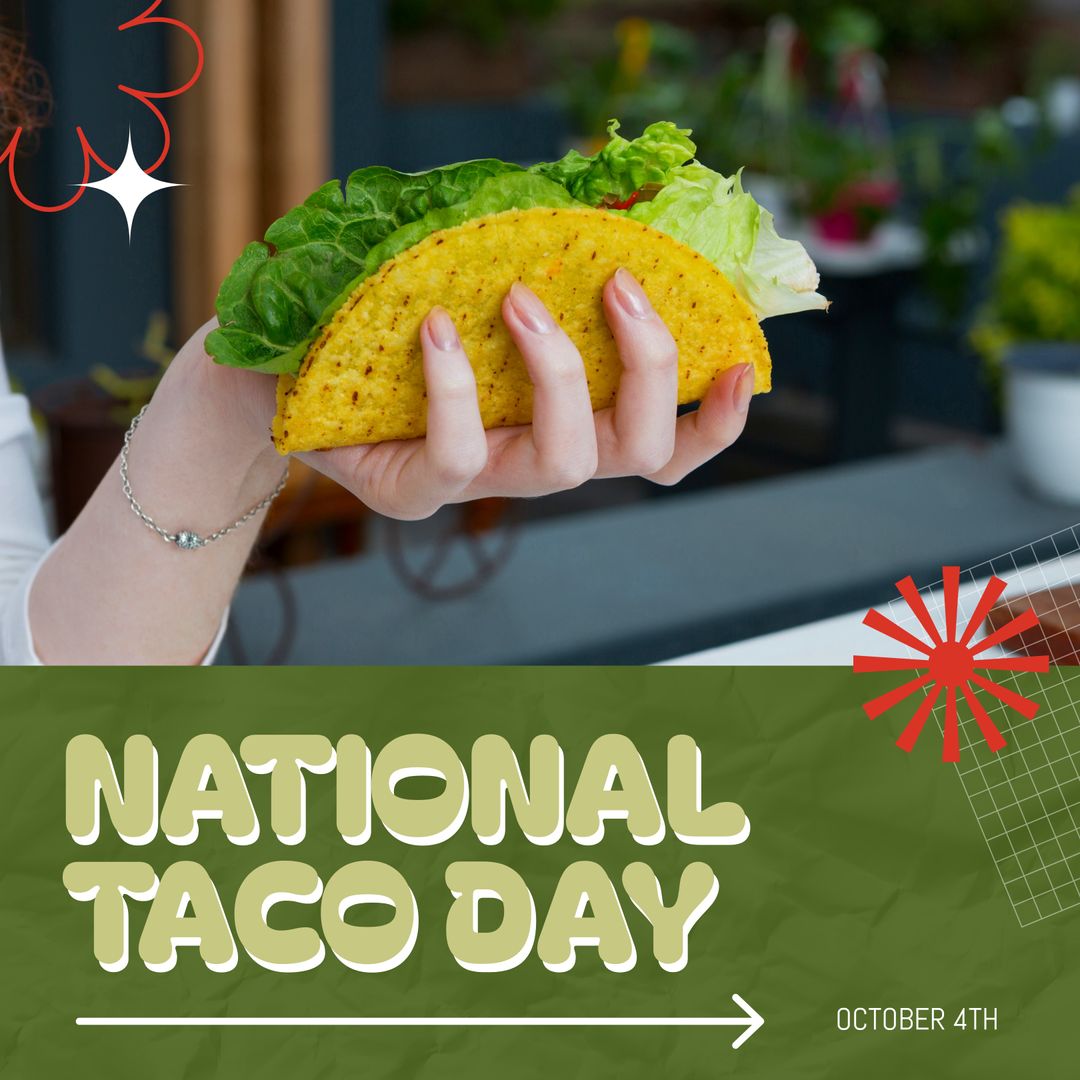 Celebrating National Taco Day with Delicious Hard Shell Taco - Download Free Stock Templates Pikwizard.com