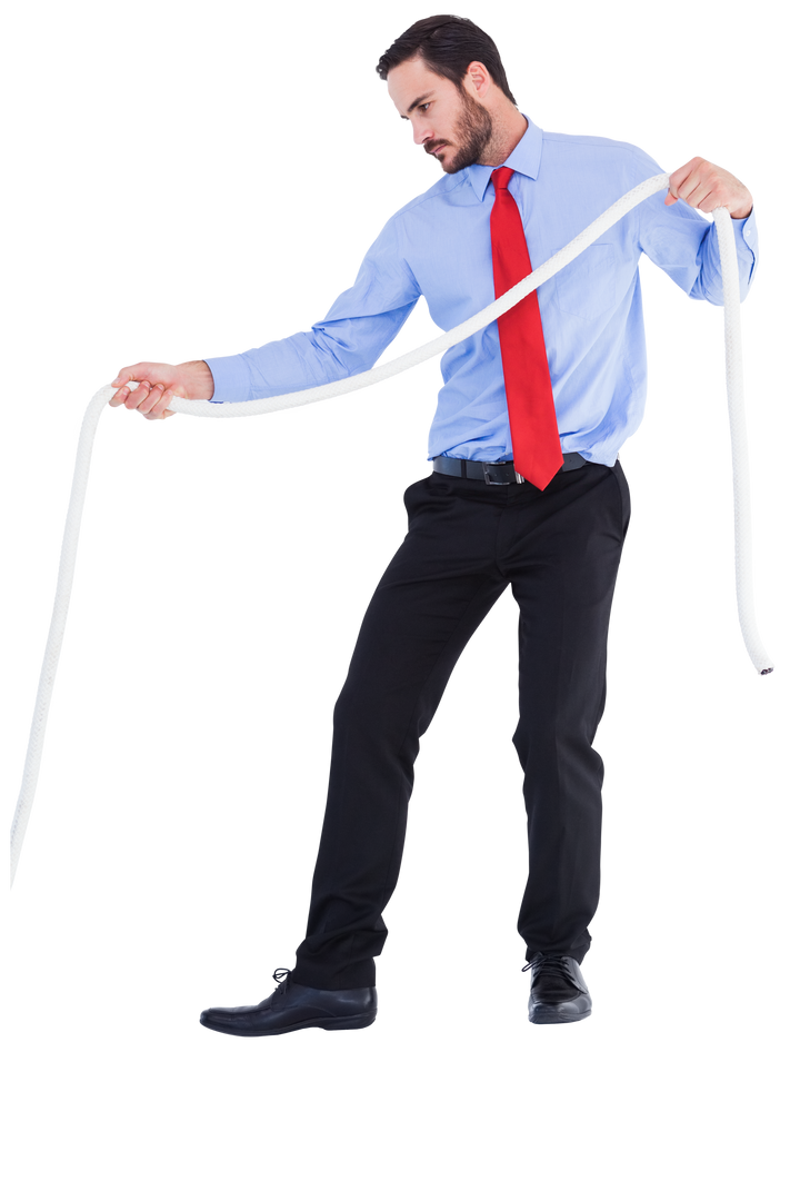 Handsome Transparent Businessman Holding Rope Full Length - Download Free Stock Images Pikwizard.com