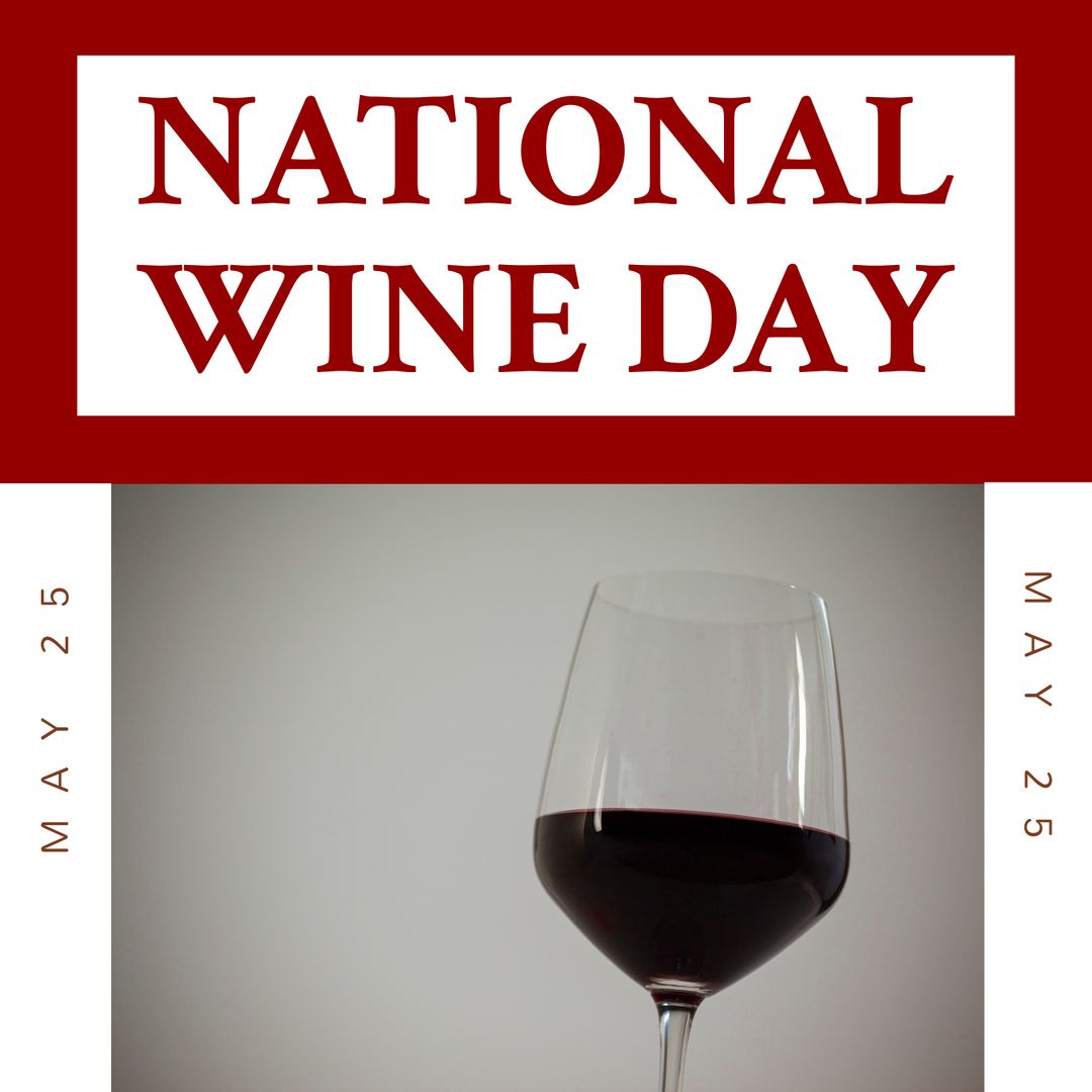 National Wine Day Celebration Poster with Wine Glass - Download Free Stock Templates Pikwizard.com