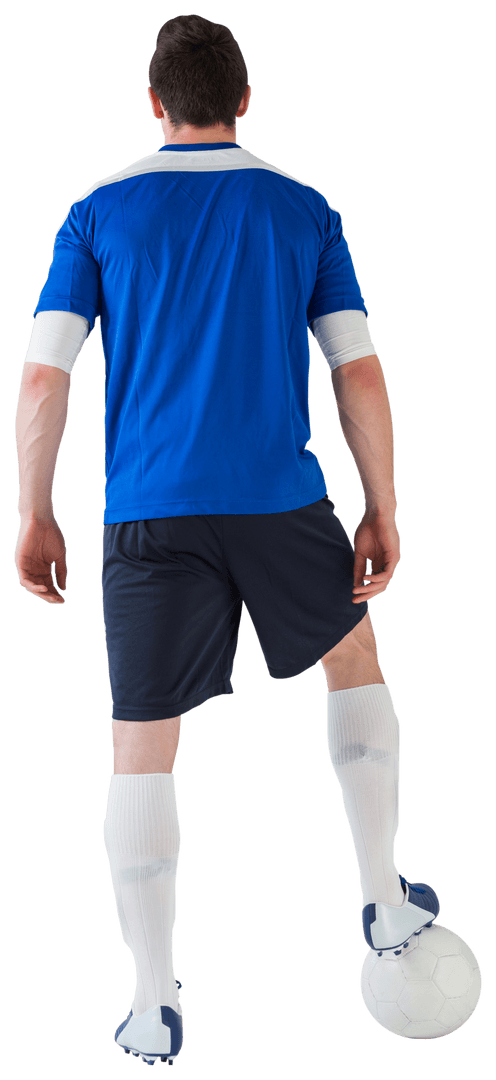 Transparent Soccer Player in Blue Jersey with Soccer Ball