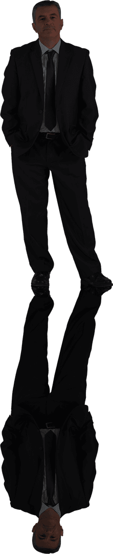 Caucasian Senior Businessman with Reflective Stance on Transparent Background