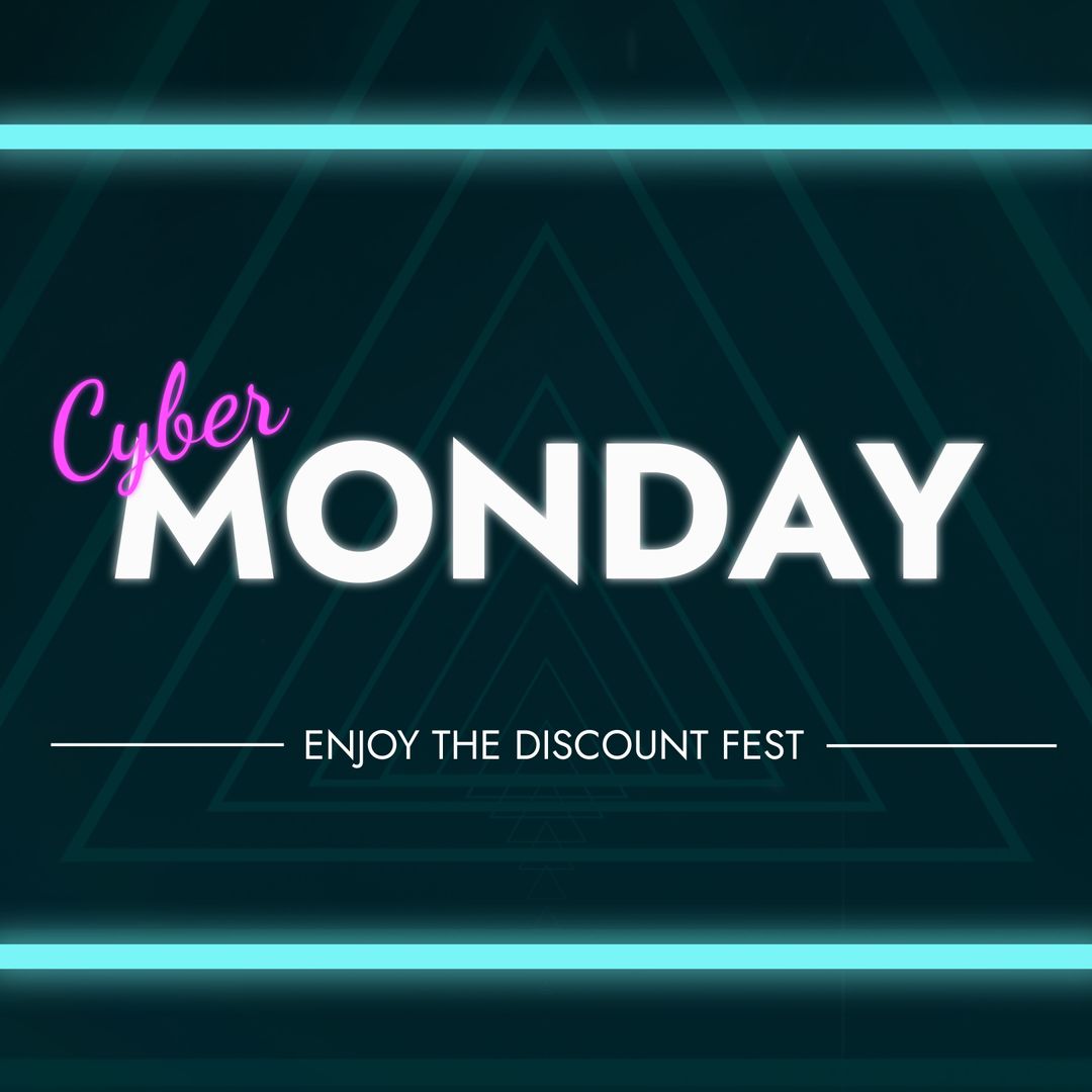 Cyber Monday Sale Dark Background with Neon Lights
