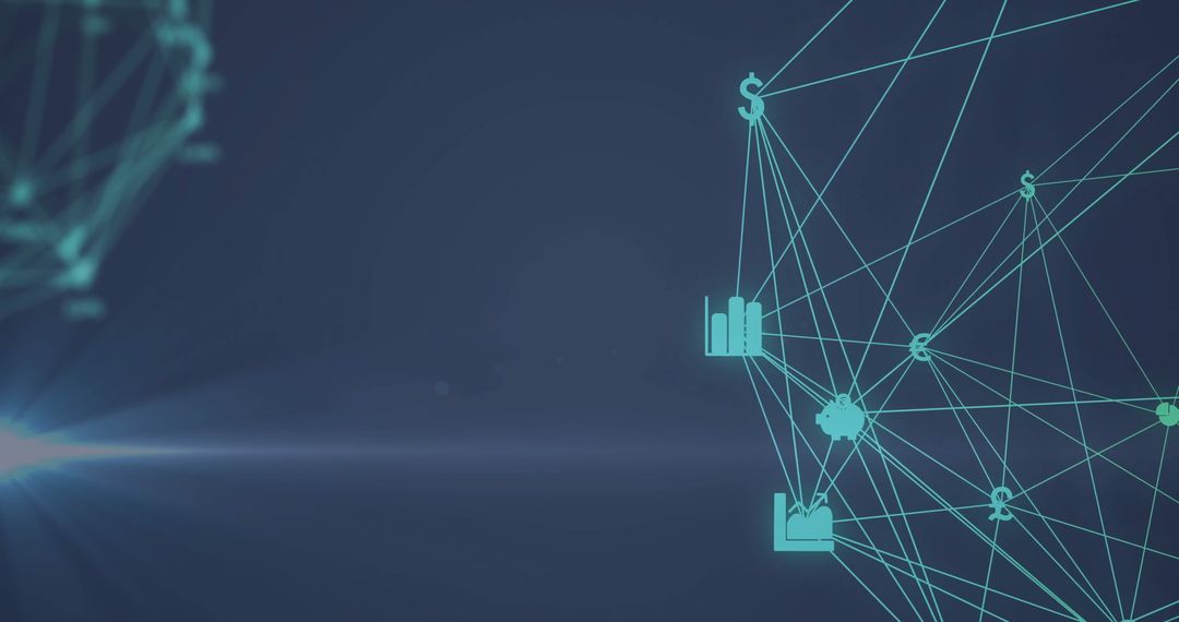 Turquoise Digital Network Displaying Economics and Industry Icons