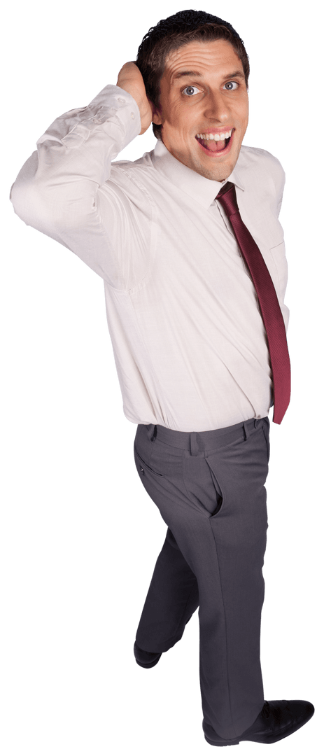 Smiling Businessman Posing Cheerfully on Transparent Background