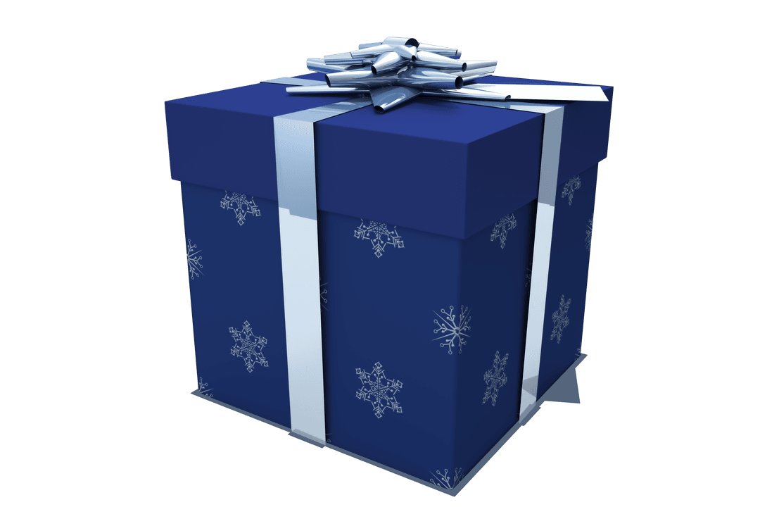 Transparent Blue Gift Box with Silver Bow