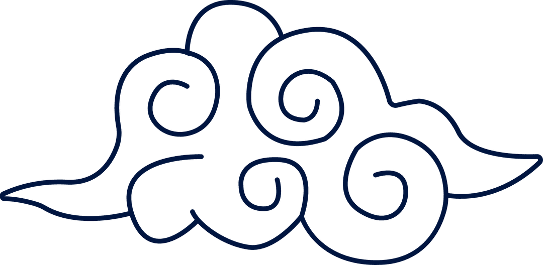 Elegant Swirling Spiral Cloud Motif on Transparent Background