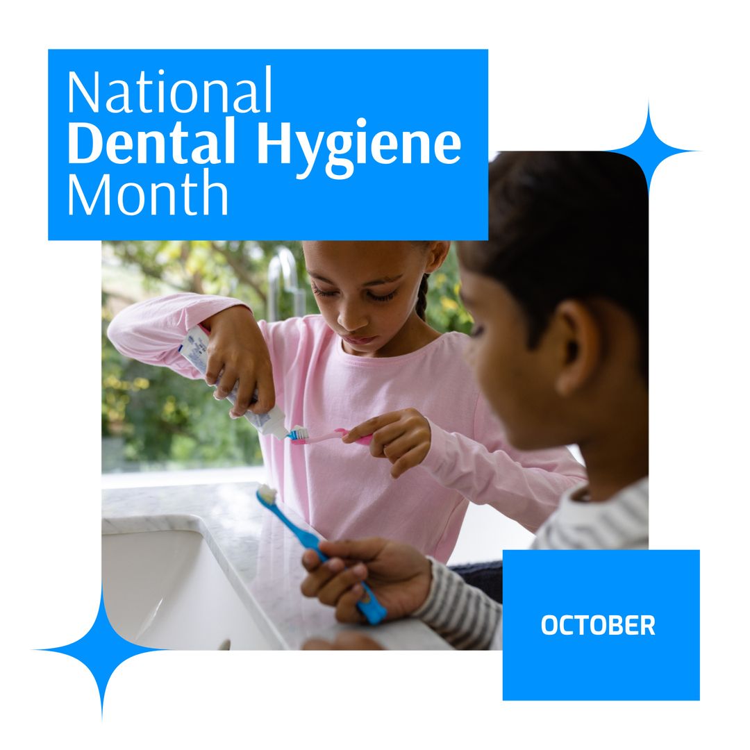 Children Practicing Dental Hygiene During National Dental Month - Download Free Stock Templates Pikwizard.com