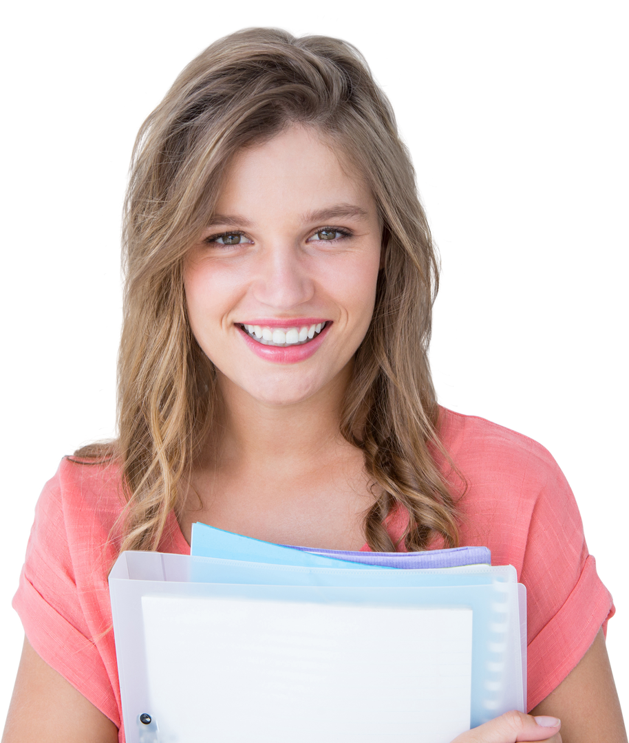 Smiling Woman Holding Notebooks Against Transparent Background - Download Free Stock Images Pikwizard.com