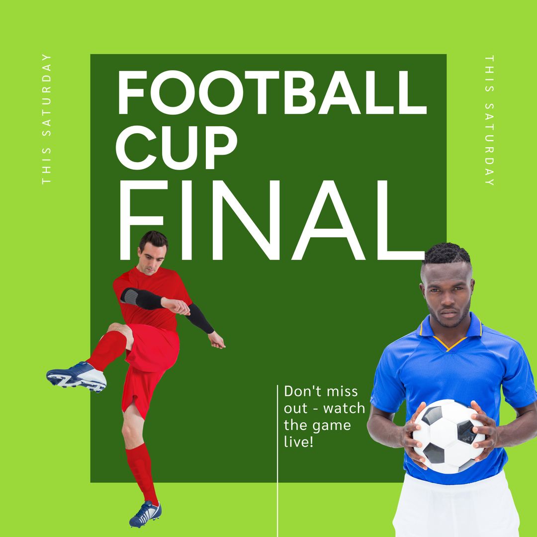 Football Cup Final Announcement with Diverse Players and Ball - Download Free Stock Templates Pikwizard.com