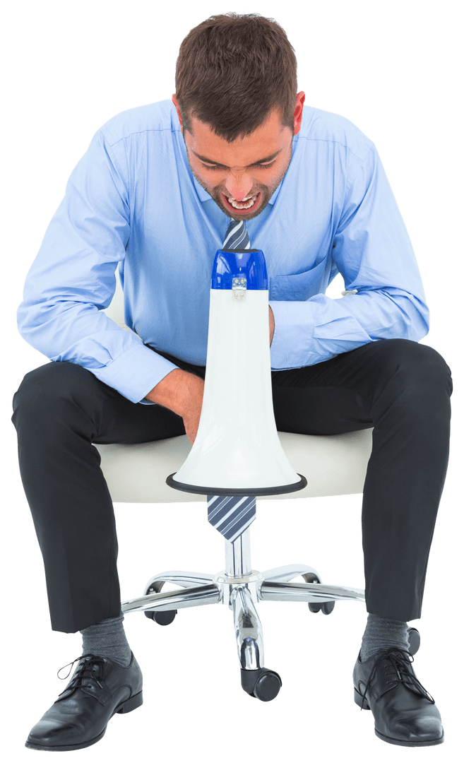 Transparent Businessman Using Megaphone for Communication