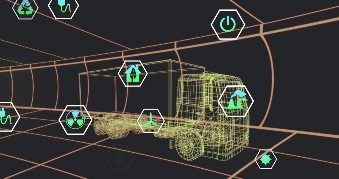 Digital Processing Status Data Over 3D Truck Model on Black Background - Free Images, Stock Photos and Pictures on Pikwizard.com