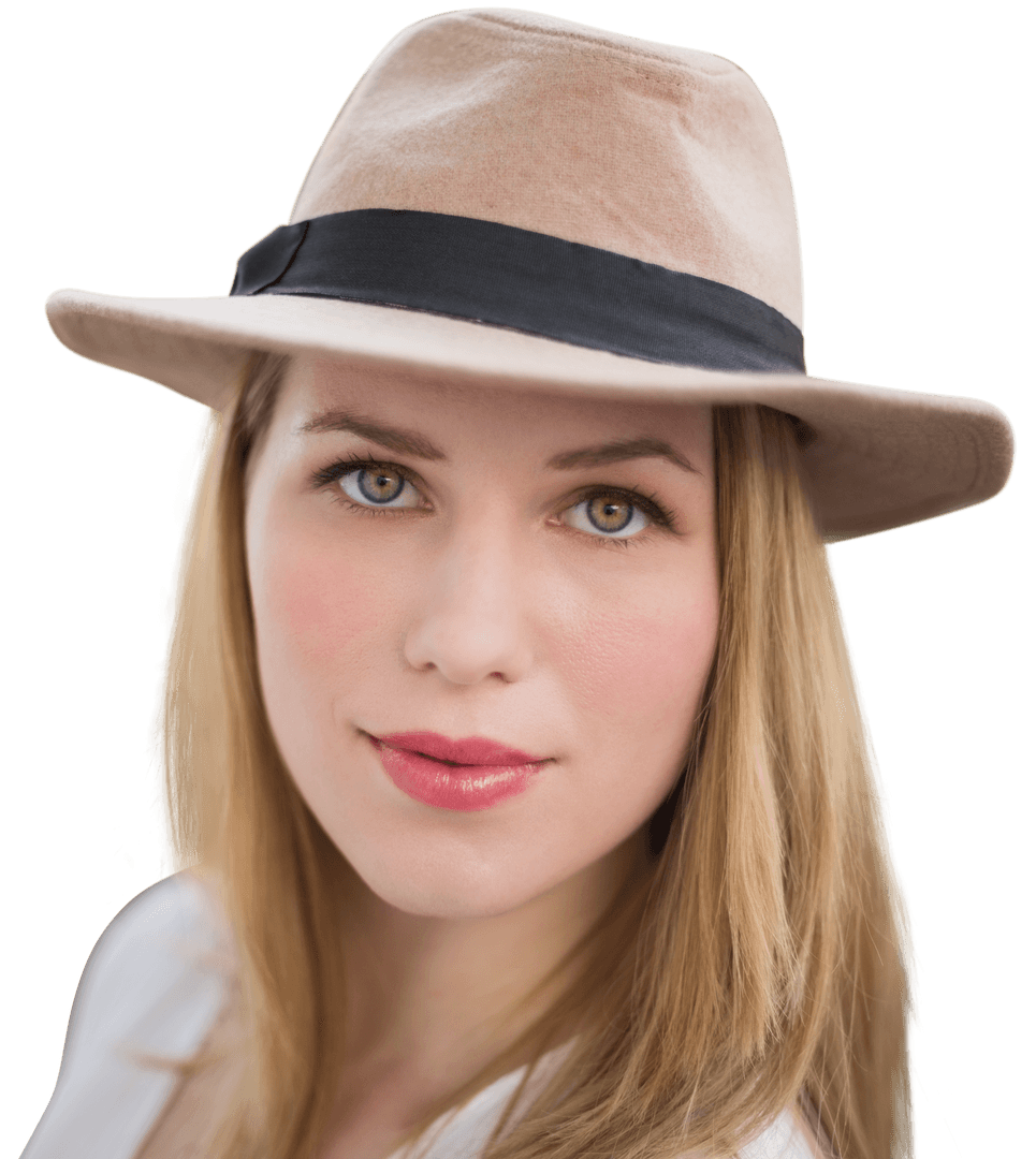 Woman Wearing Hat on Transparent Background for Fashion Design