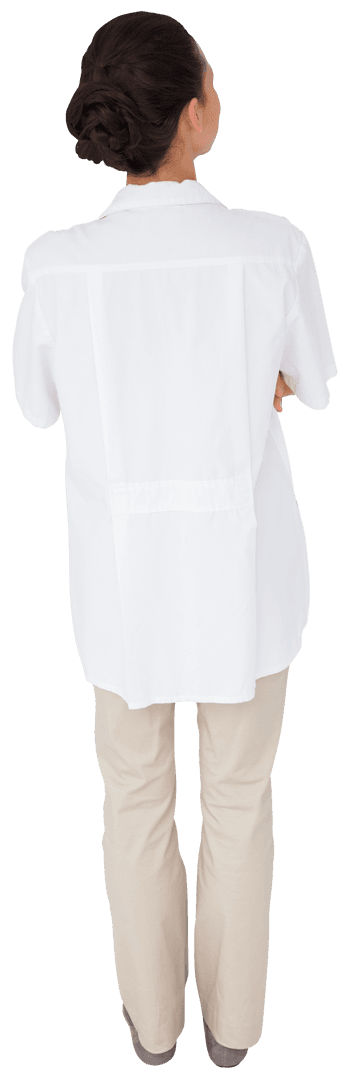 Transparent Back View of Nurse with Arms Crossed