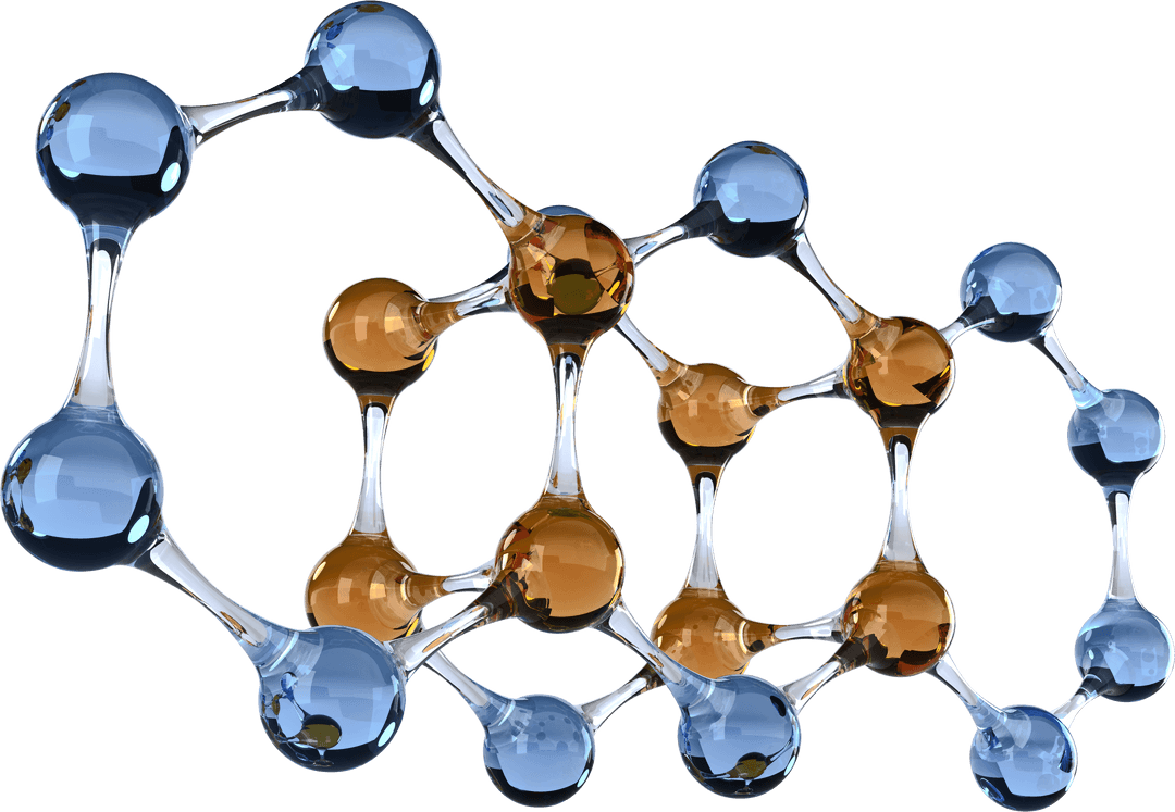 Abstract Transparent Molecular Structure in Blue and Amber