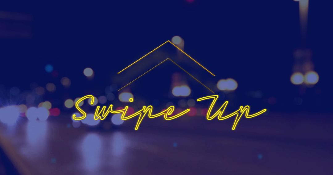 Swipe Up Text with Blurred City Street at Night