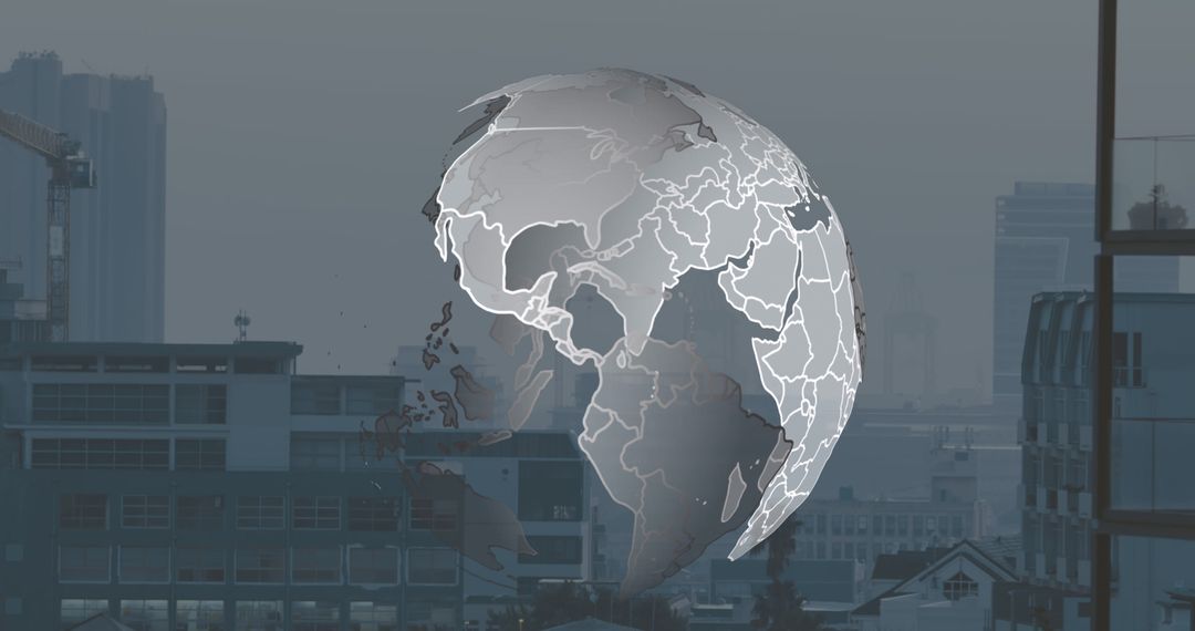 Transparent Globe Over Modern Cityscape Future Innovation