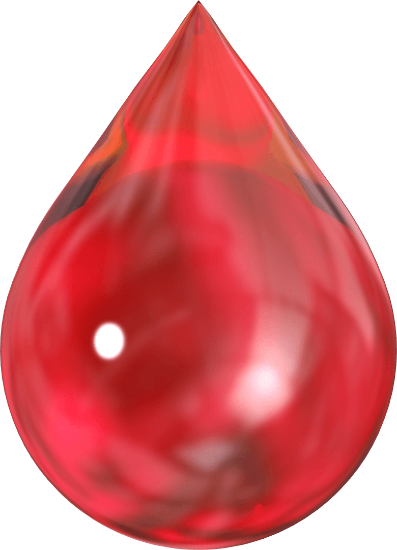 Red Transparent Shiny Water Drop on Clear Background