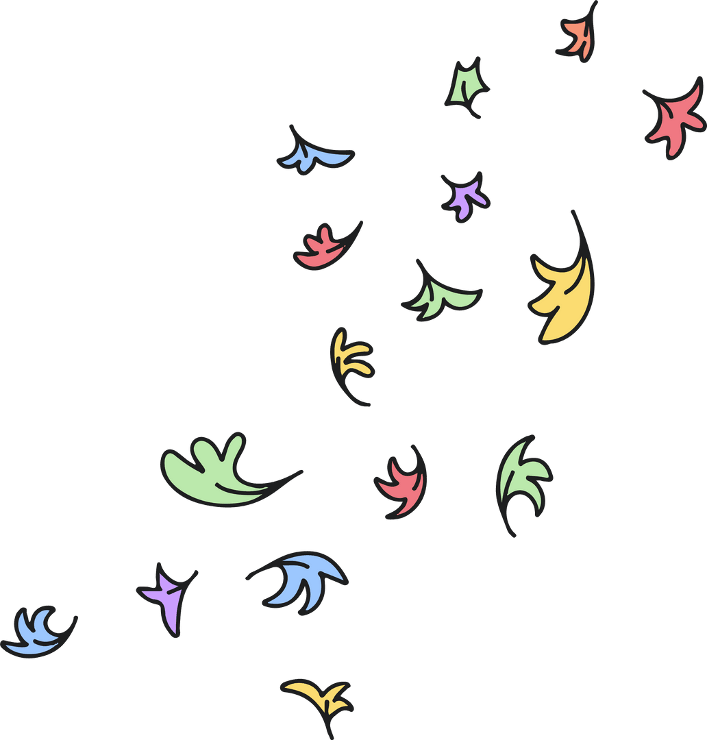 Vibrant Leaf Shapes Floating Transparent Background