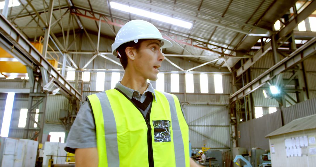 Industrial Worker Ensuring Safety at Manufacturing Plant - Free Images, Stock Photos and Pictures on Pikwizard.com