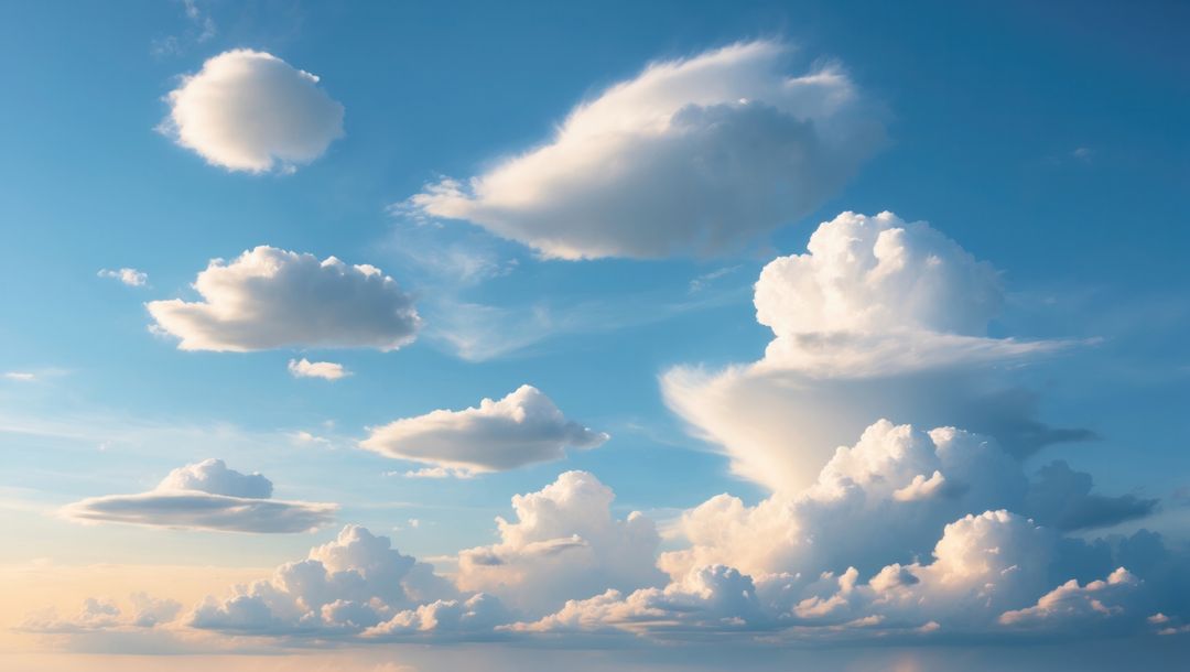 Majestic Clouds Illuminated By Sunlight in Tranquil Blue Sky