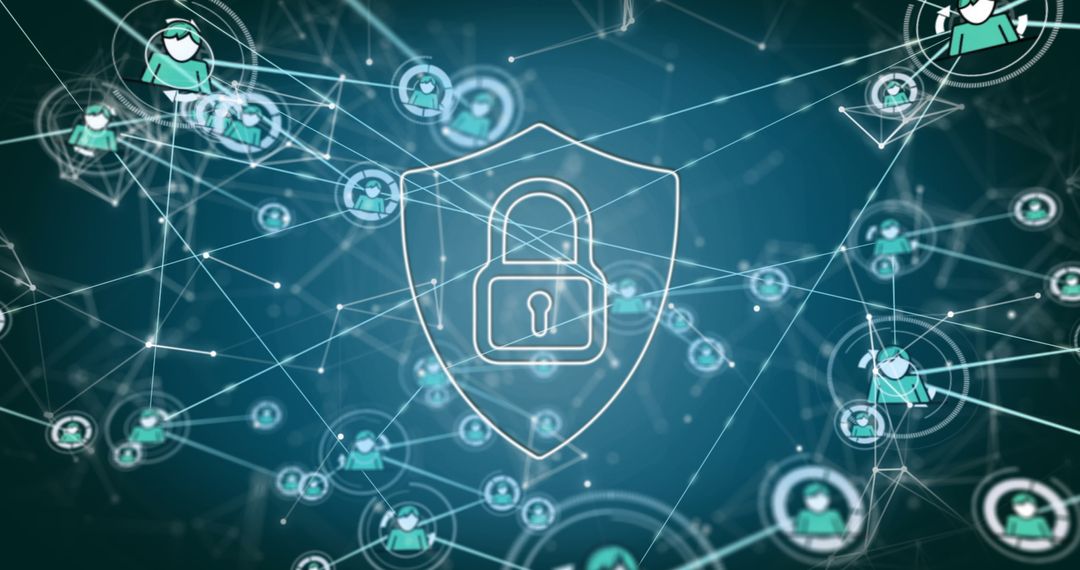 Data Security Concept with Padlock on Digital Network